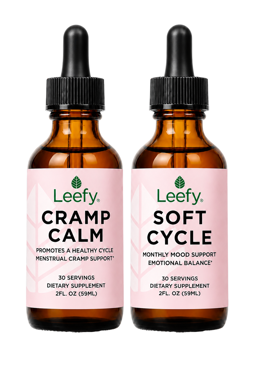 Cramp Calm and Soft Cycle bottles side by side