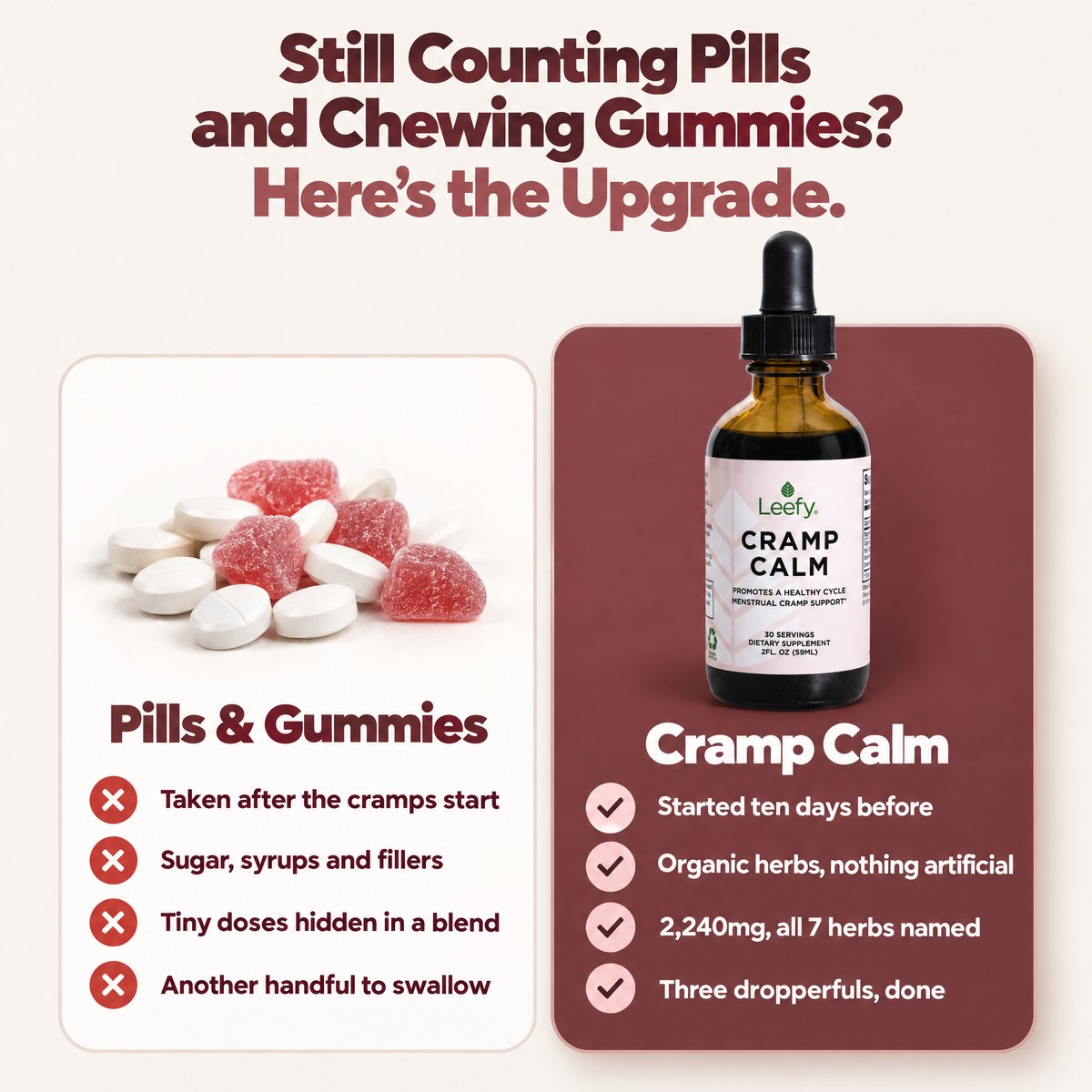 Cramp Calm compared with pills and gummies