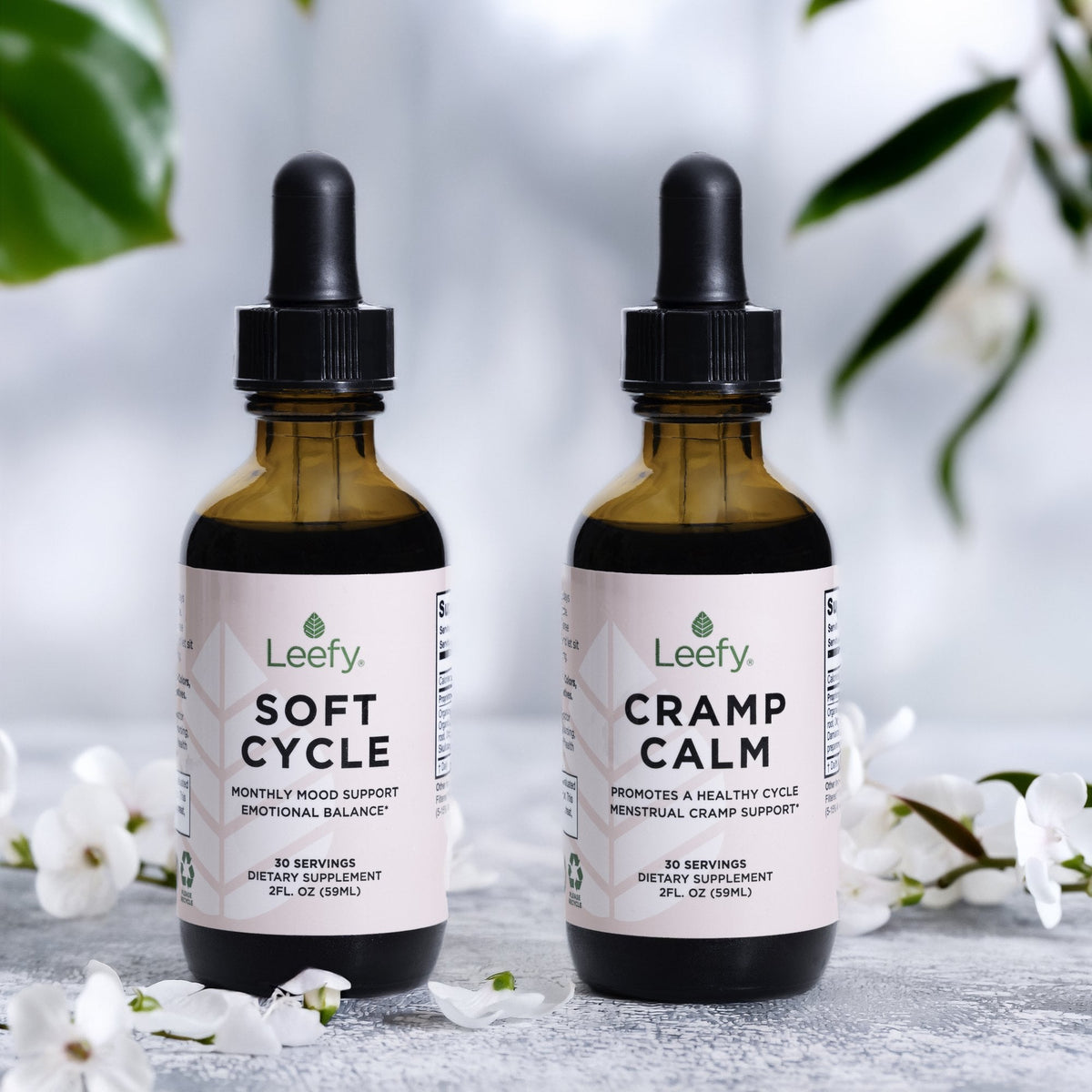 Cramp Calm and Soft Cycle bottles in the studio
